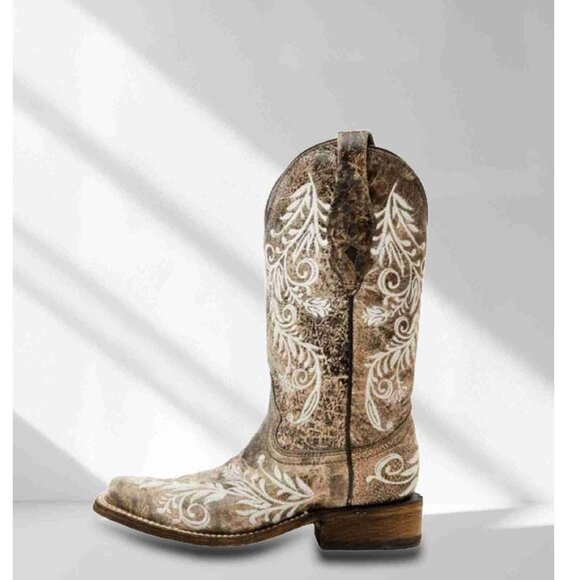 Corral Womens Square Toe Design Western Brown Boots - Picture 1 of 3